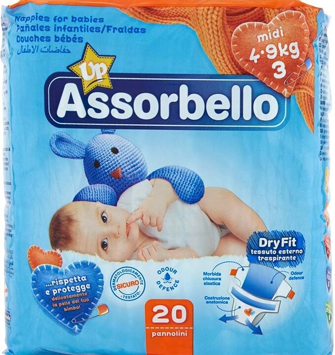 Assorbello gyermek pelenka, midi, 4-9 kg, 20 db/csomag - Image 2
