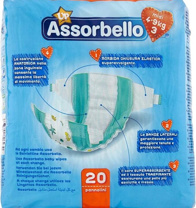 Assorbello gyermek pelenka, midi, 4-9 kg, 20 db/csomag - Image 3