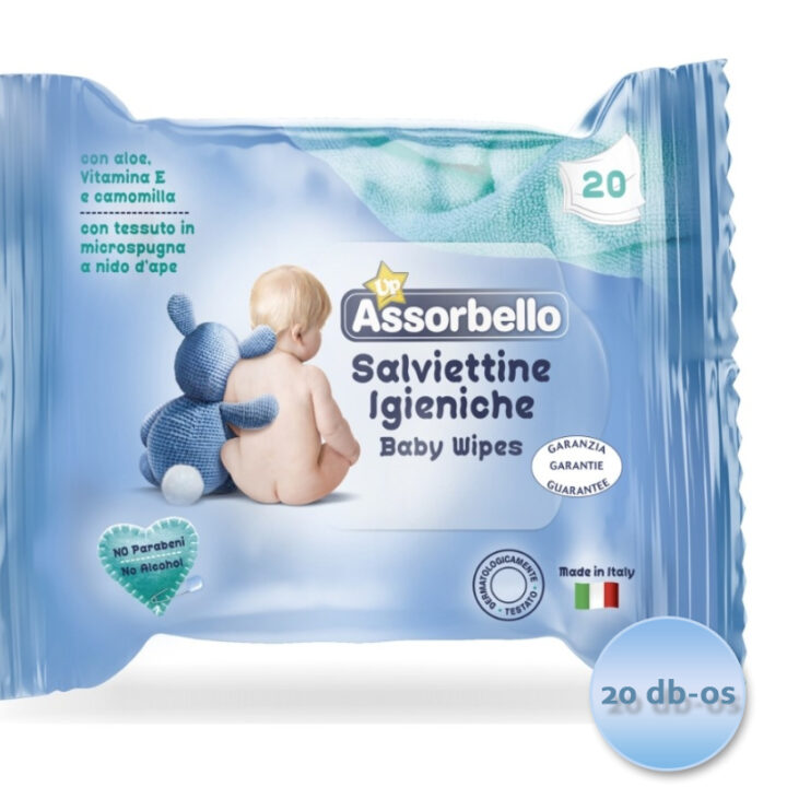 Assorbello gyermek nedves törlőkendő, címke záróval (20db-os) - Image 2
