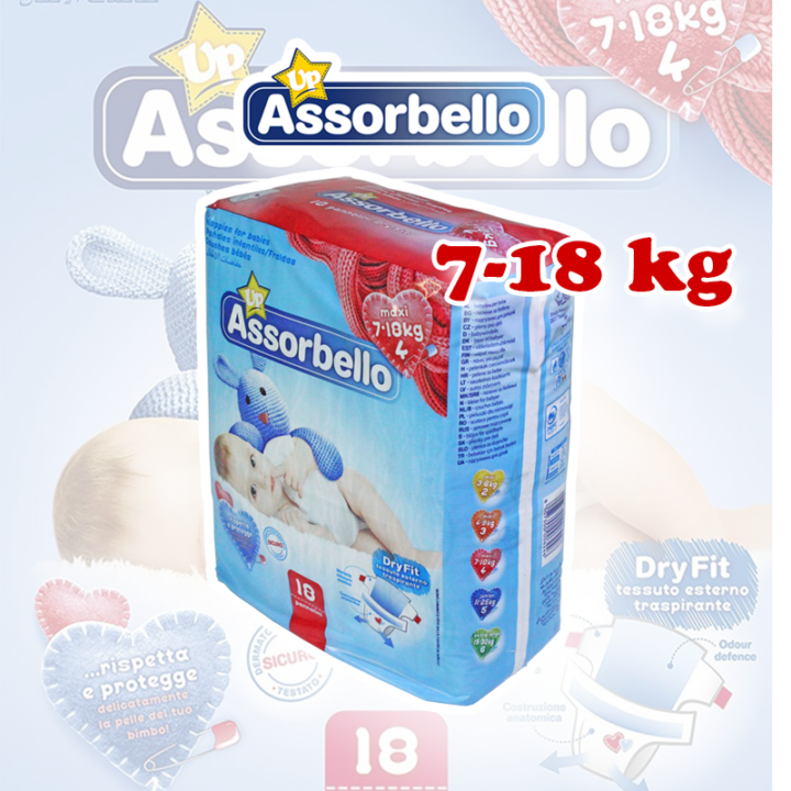 Assorbello gyermek pelenka, maxi, 7-18 kg, 18 db/csomag