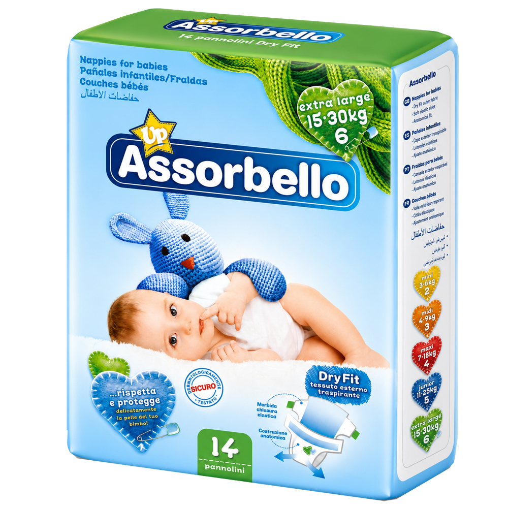 Assorbello prémium gyermek pelenka, Extra nagy, 15-30 kg, 14 db - Image 2