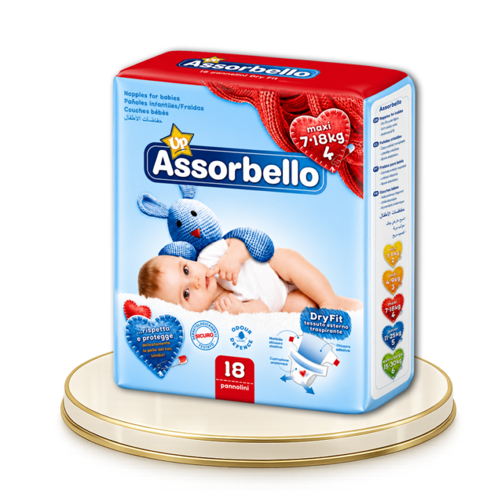 Assorbello prémium gyermek pelenka, maxi, 7-18 kg, 18 db