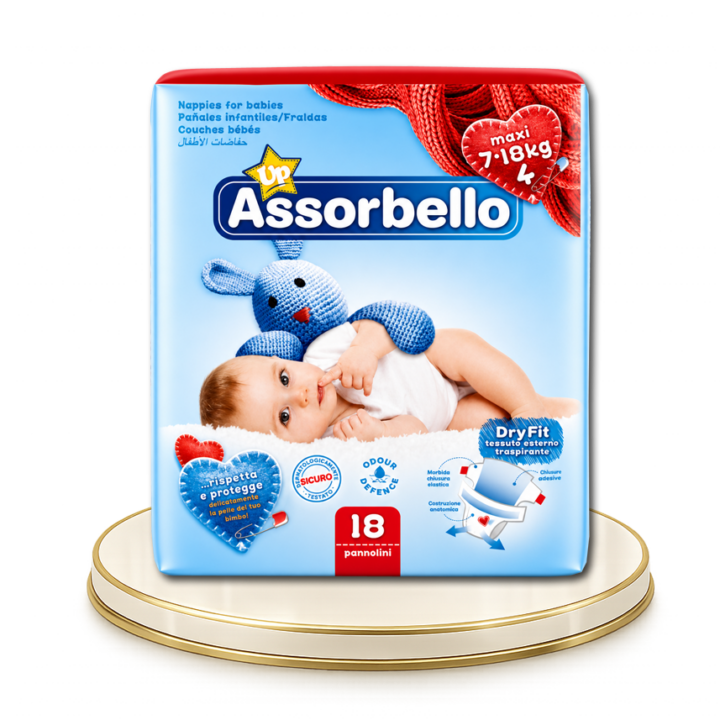 Assorbello gyermek pelenka, maxi, 7-18 kg, 18 db/csomag