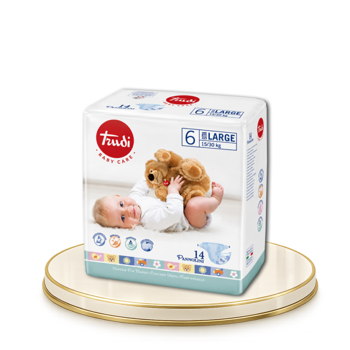 TRUDI – Baby care 6 Extra nagy pelenka – 14db-os baba pelenka, 15/35 Kg