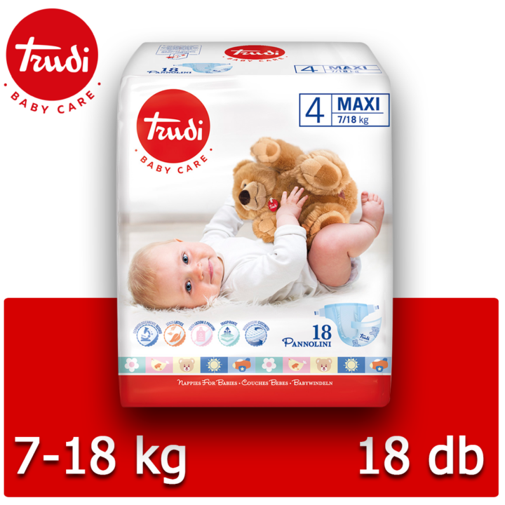 TRUDI – Baby care 4 Maxi – 18db-os baba pelenka, 7/18 Kg