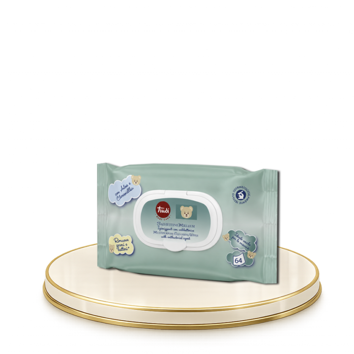TRUDI® – Baby Care, antibakteriális hatóanyaggal, 64db-os, többcélú törlőkendő