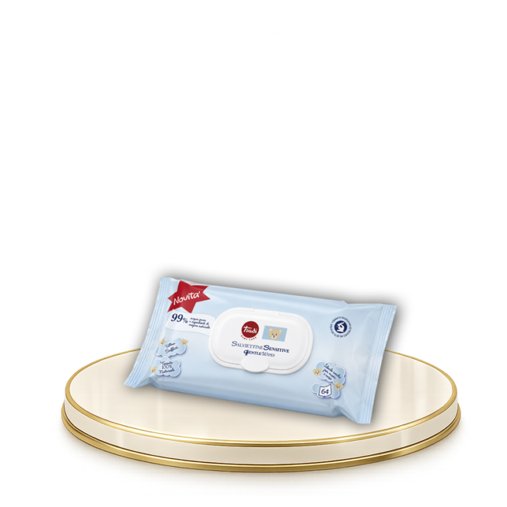 TRUDI® – Baby Care Sensitive, gyengéd törlő kendő, 64db-os, 99%
