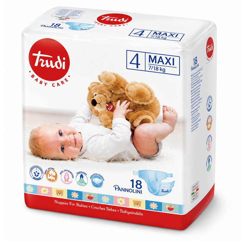 TRUDI – Baby care 4 Maxi – 18db-os baba pelenka, 7/18 Kg - Image 2