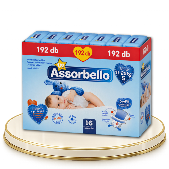 Assorbello prémium gyermek pelenka, 11-25 kg, 16 db/cs. – 192 db-os HAVI PELENKACSOMAG