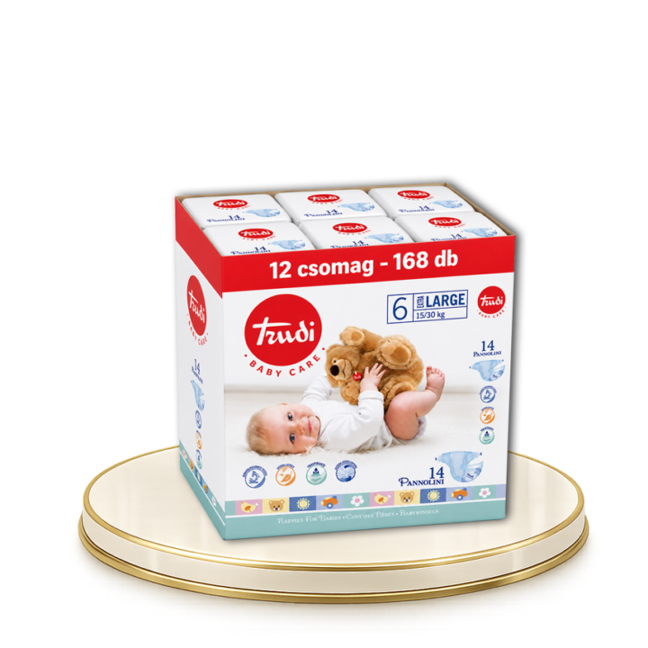 TRUDI® – Baby care 6 Extra nagy pelenka – 14db-os baba pelenka, 15/35 Kg - 168 db-os HAVI PELENKACSOMAG