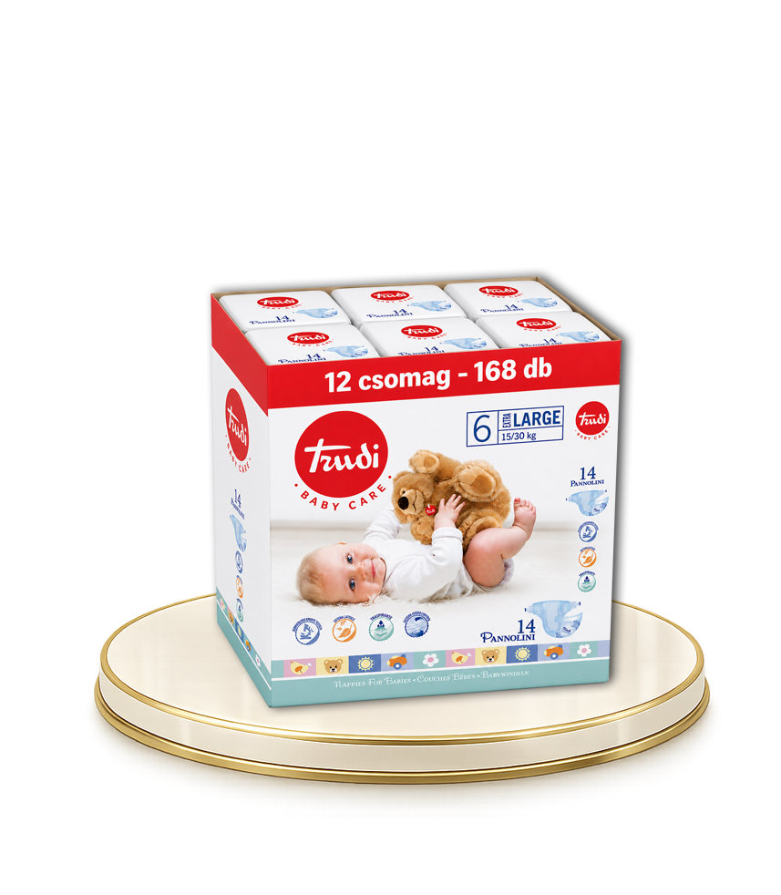 TRUDI® – Baby care 6 Extra nagy pelenka – 14db-os baba pelenka, 15/35 Kg - 168 db-os HAVI PELENKACSOMAG