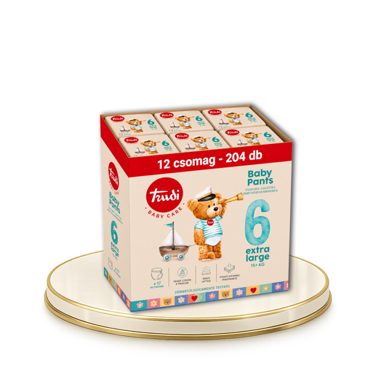 Trudi Baby Pants 6 – pelenkanadrág/bugyipelenka, 17db-os, 15+ kg - 204db-os HAVI PELENKACSOMAG