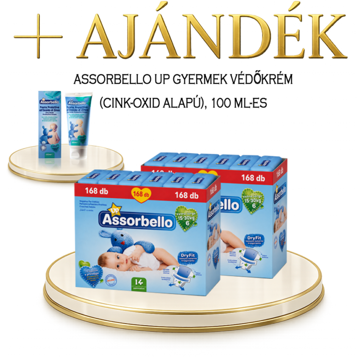 Assorbello prémium gyermek pelenka, 15-30 kg – 336 db-os HAVI PELENKACSOMAG + AJÁNDÉK