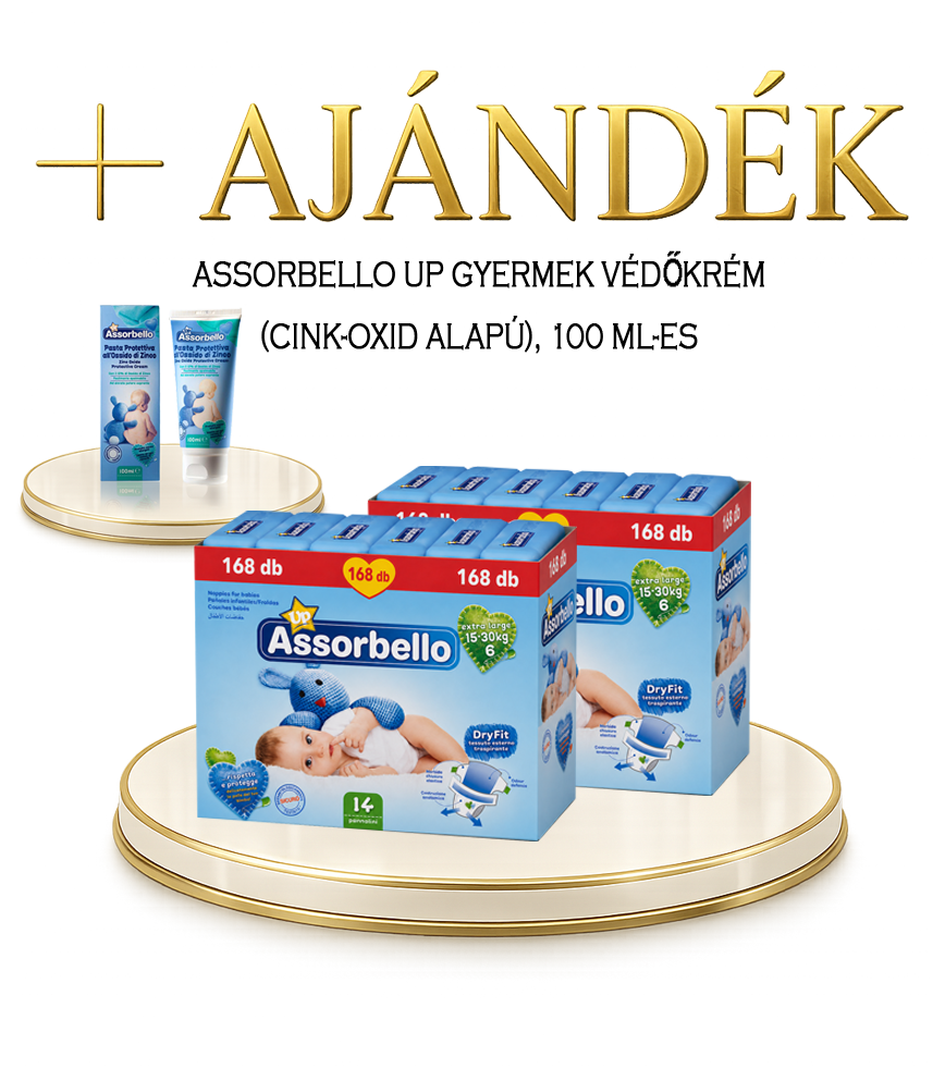 Assorbello prémium gyermek pelenka, 15-30 kg – 336 db-os HAVI PELENKACSOMAG + AJÁNDÉK