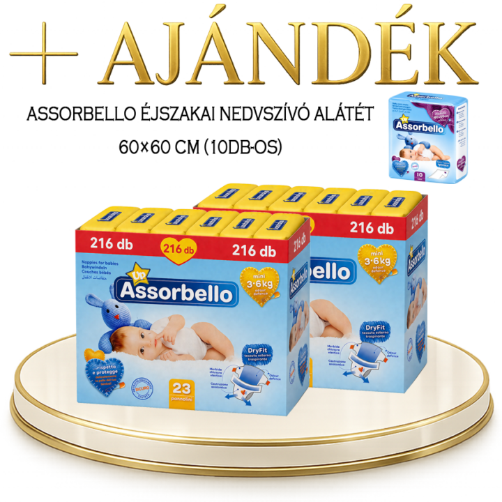 Assorbello prémium gyermek pelenka, 15-30 kg – 432 db-os HAVI PELENKACSOMAG + AJÁNDÉK
