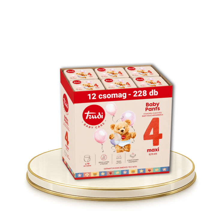 Trudi Baby Pants 4 – pelenka nadrág/bugyi pelenka, 19db-os, 8/15 kg - 228db-os HAVI PELNKACSOMAG
